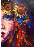 Oxypoint, Girl with a wreath of sunflowers, painting - Artalistic online contemporary art buying and selling gallery