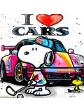 Pauline Cornée, Snoopy plays golf next to Porsche, painting - Artalistic online contemporary art buying and selling gallery