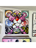 Patrick Cornée, Pink panther likes Bitcoins, painting - Artalistic online contemporary art buying and selling gallery