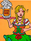 Ewen Gur, Pop Dirndl Orange, painting - Artalistic online contemporary art buying and selling gallery