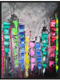 Laurence Lépicier, Abstract Manhattan by night, painting - Artalistic online contemporary art buying and selling gallery