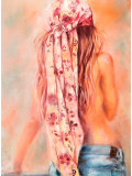 Martine Grégoire, La fille au foulard, painting - Artalistic online contemporary art buying and selling gallery