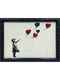 VL, Banksy skull ballon coeur, painting - Artalistic online contemporary art buying and selling gallery