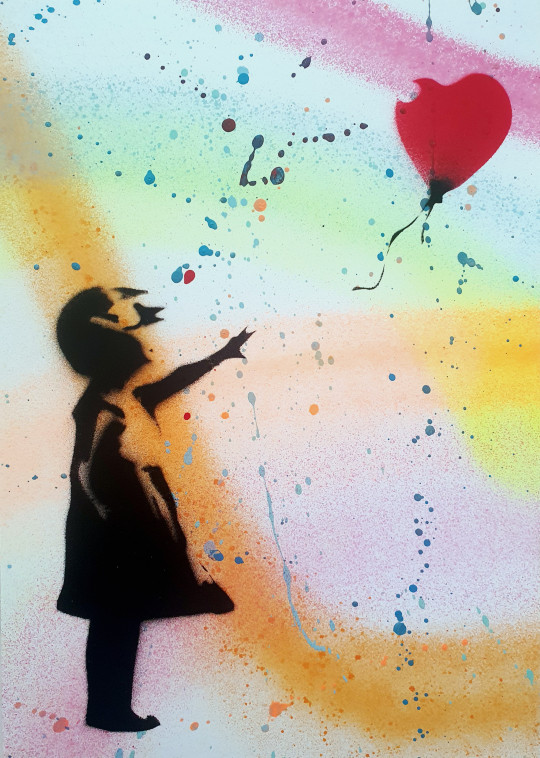 girl BALLON coeur Banksy