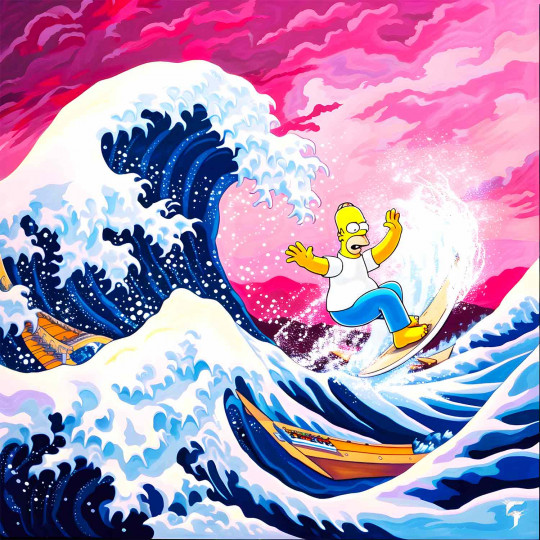 Homer Simpson : Surfer des Vagues Japonaises