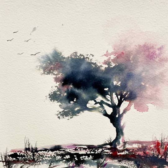 Arbre, Série: rouge blockx encre de Chine, N°19