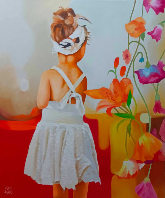 La demoiselle dans les fleurs
