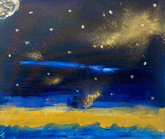 Plage flamboyante sur nuit étoilée