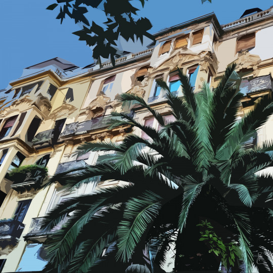 Un palmier en Façade (San Sebastian / Espagne)