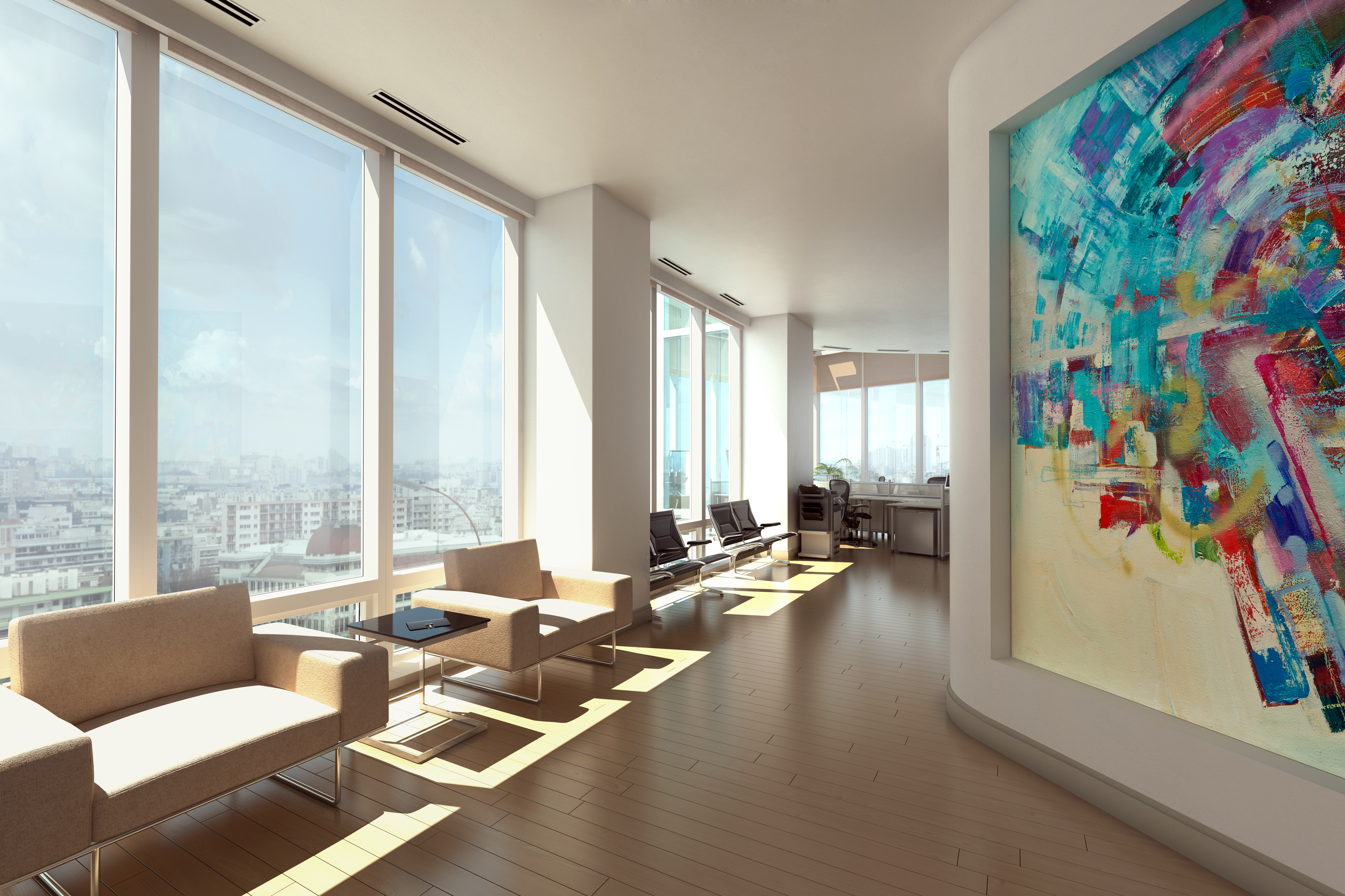 Œuvre d’art contemporaine dans un bureau – créativité et productivité