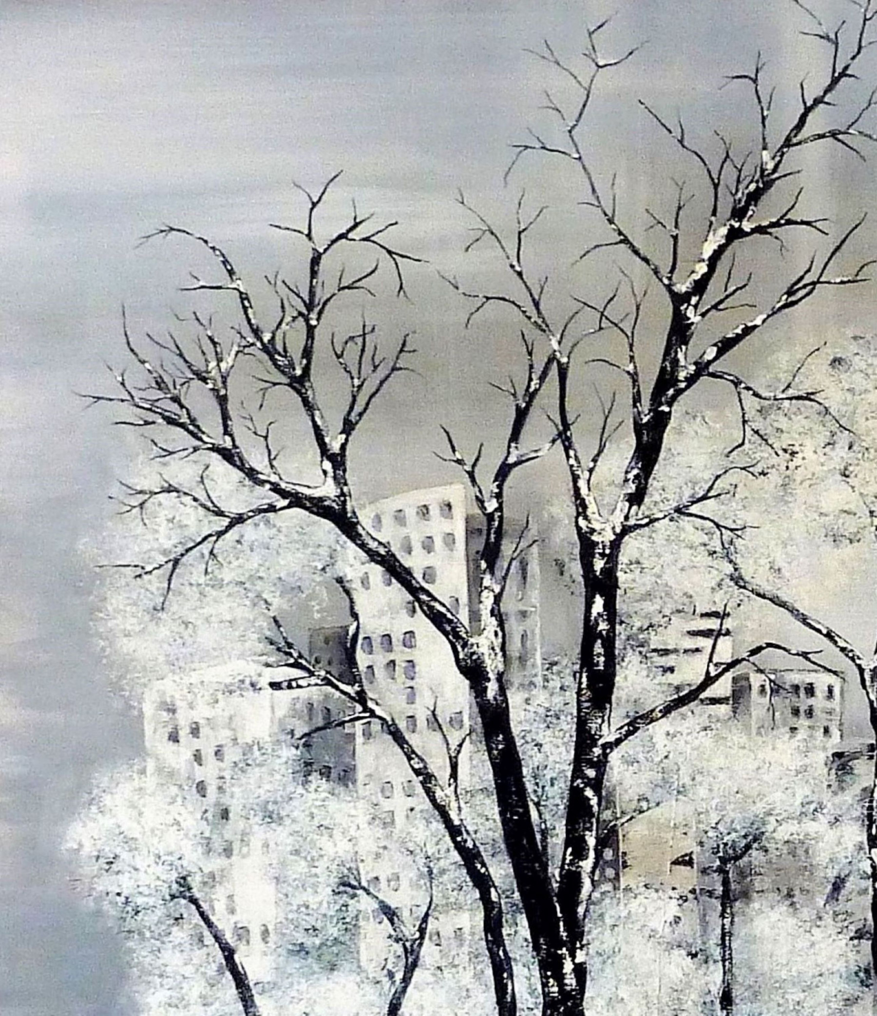 Anne Robin, Ville assoupie, peinture - Galerie de vente et d’achat d’art contemporain en ligne Artalistic