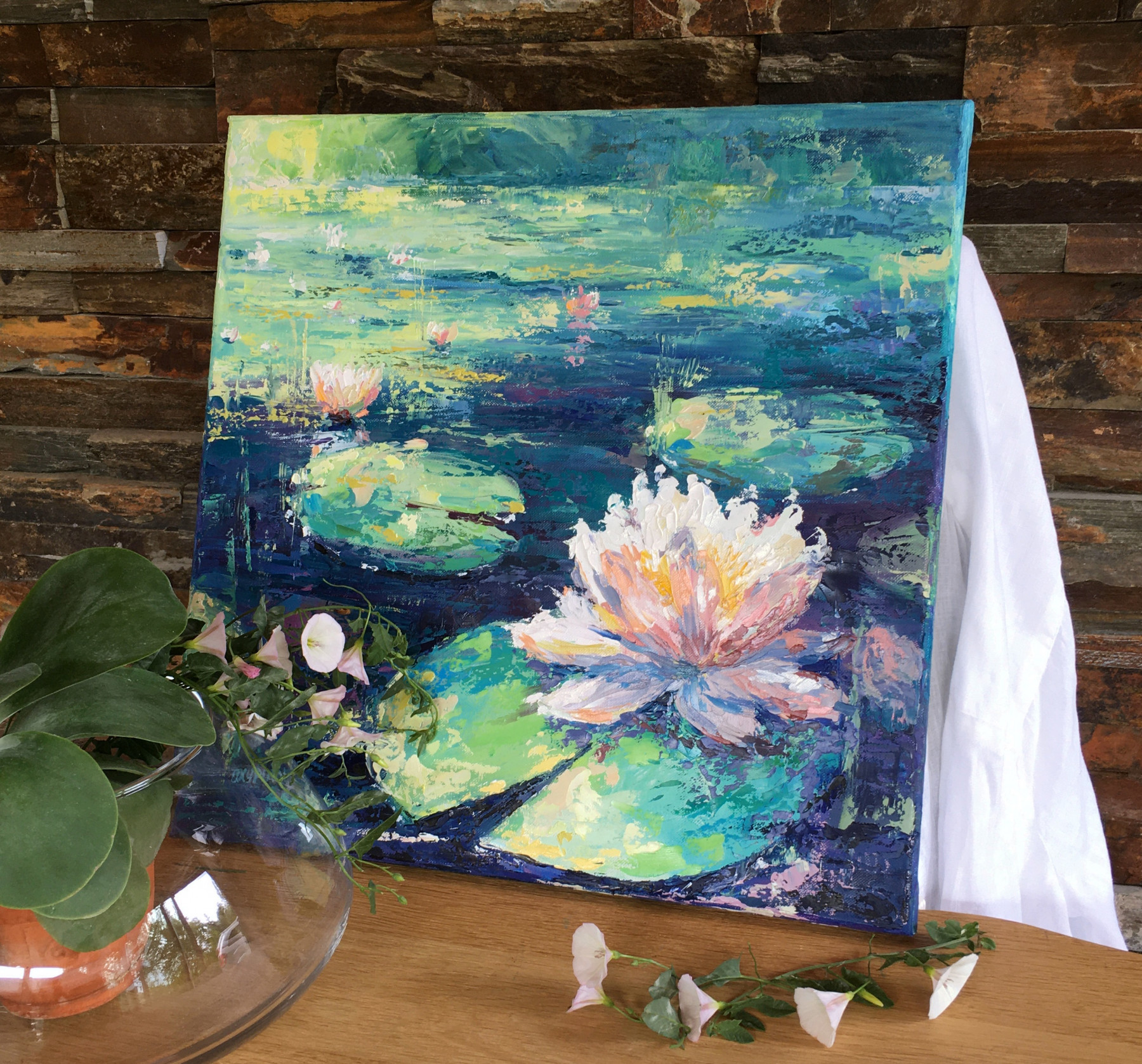 Oxypoint, Water lilies on the pond, painting - Artalistic online contemporary art buying and selling gallery