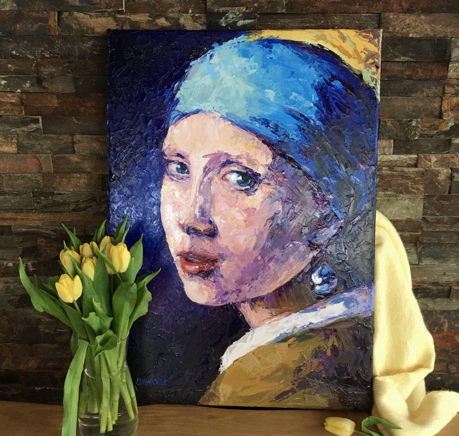 Oxypoint, Girl with a Pearl Earring, peinture - Galerie de vente et d’achat d’art contemporain en ligne Artalistic