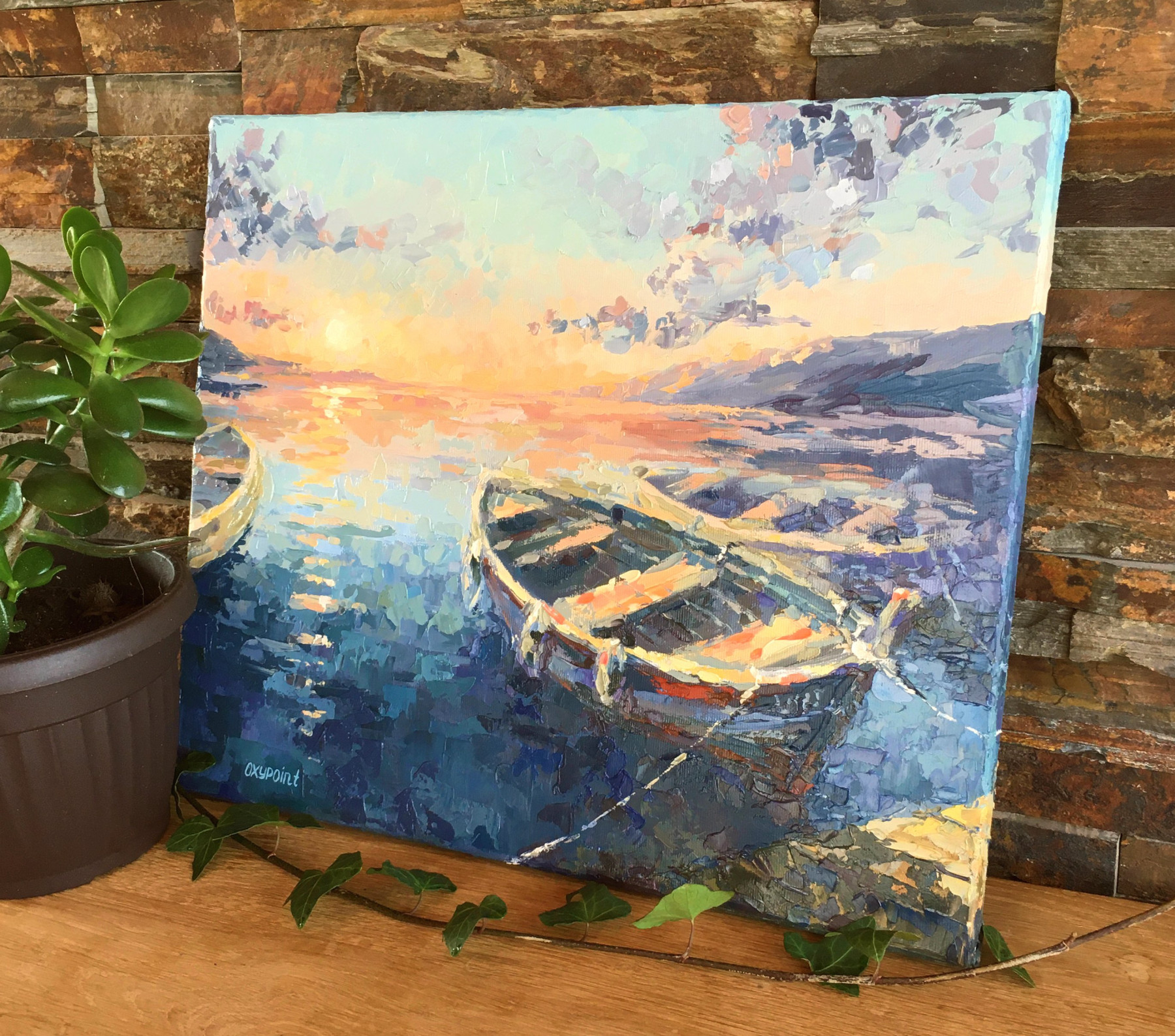Oxypoint, A moment of peace at sunset, peinture - Galerie de vente et d’achat d’art contemporain en ligne Artalistic