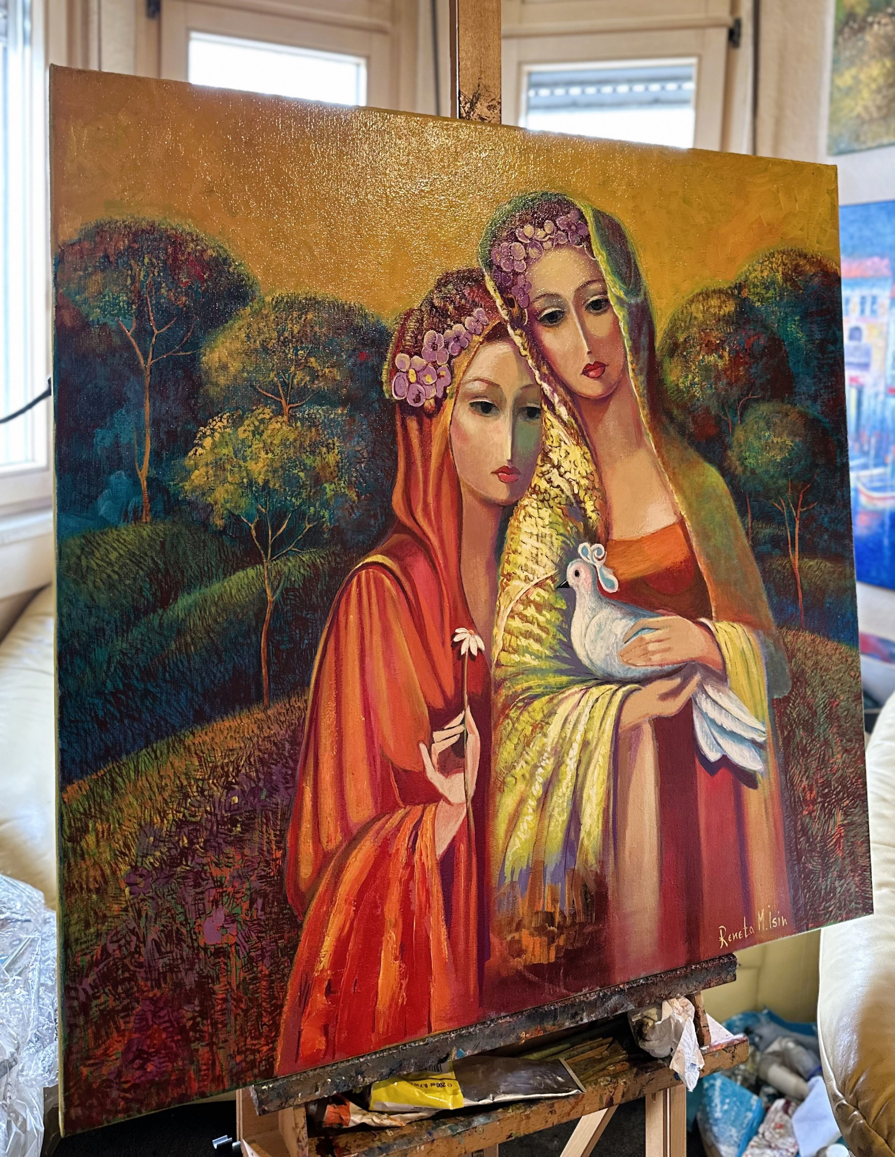 Renata Isin, Golden sky, peinture - Galerie de vente et d’achat d’art contemporain en ligne Artalistic