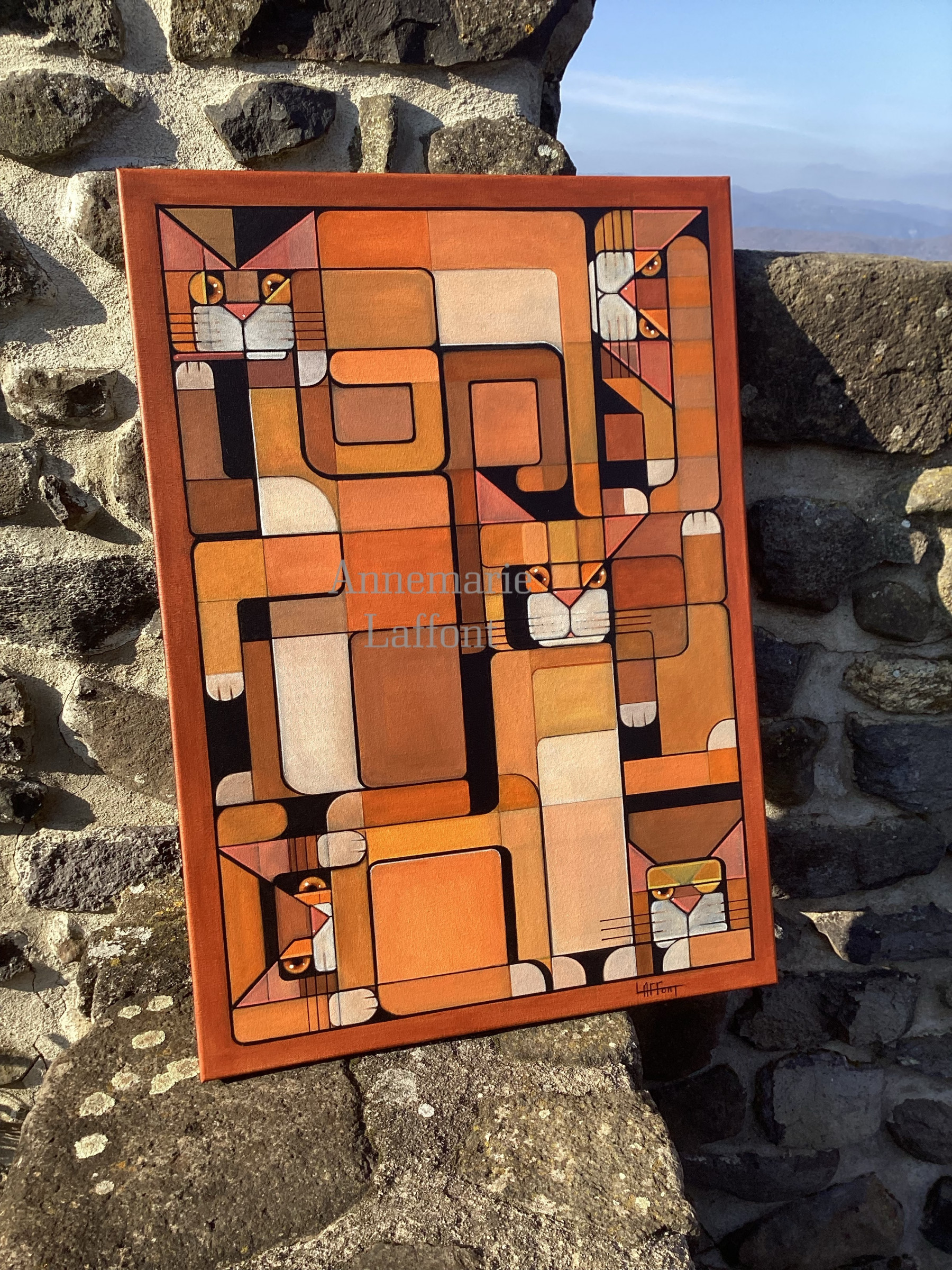 Annemarie Laffont, Vintage cats, peinture - Galerie de vente et d’achat d’art contemporain en ligne Artalistic