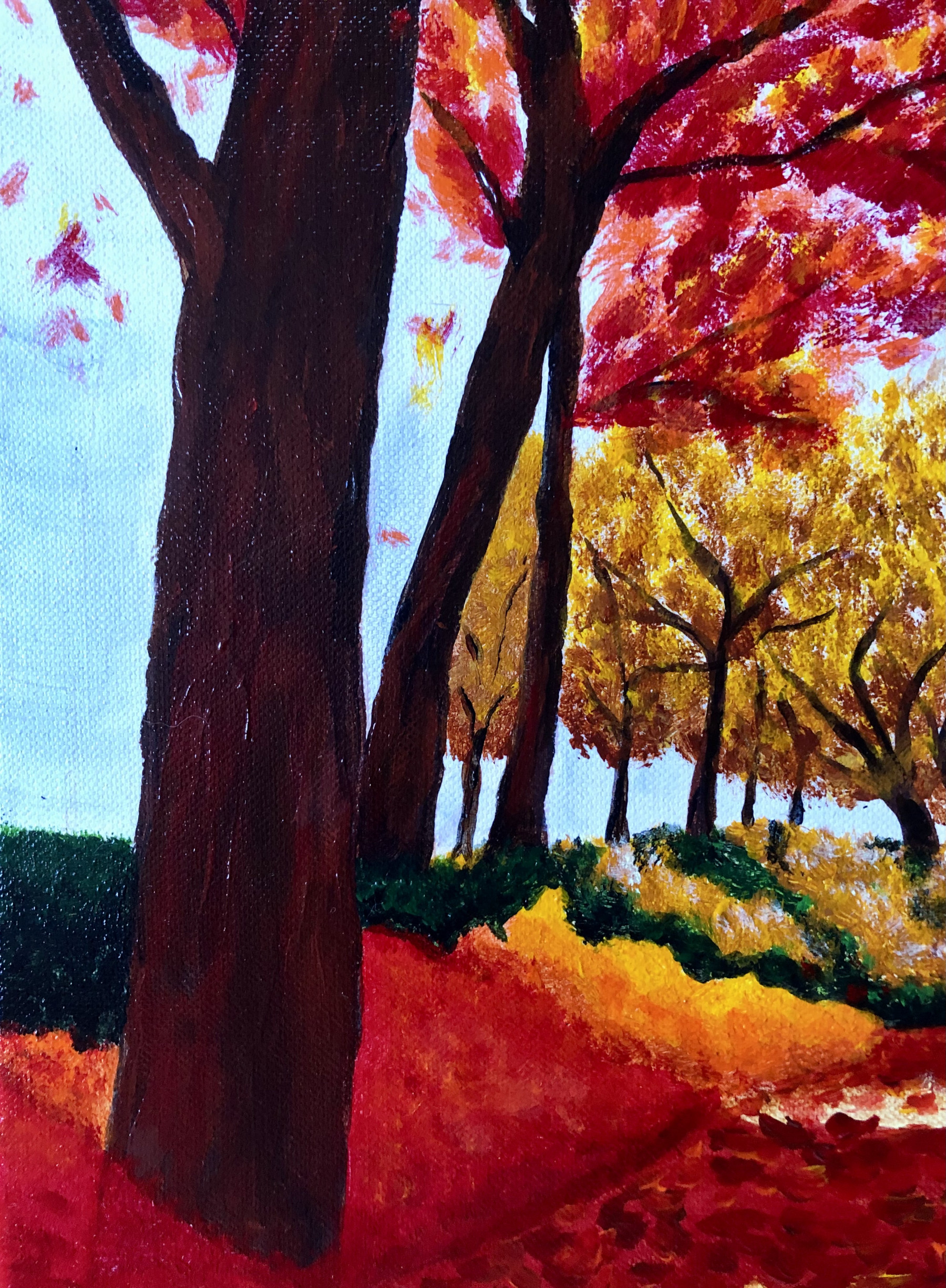 Françoise Augustine, sentier d'automne, peinture - Galerie de vente et d’achat d’art contemporain en ligne Artalistic