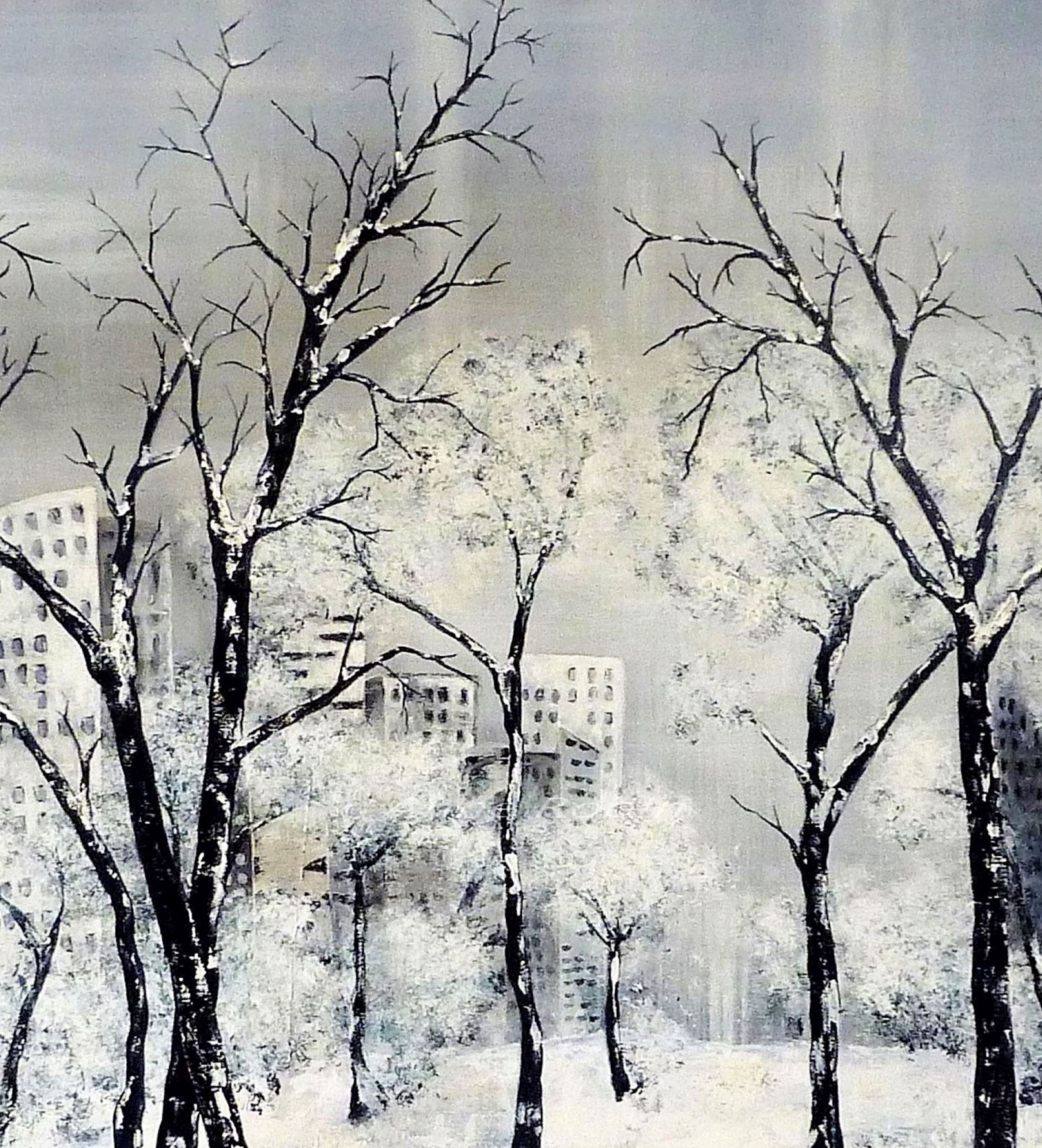 Anne Robin, Ville assoupie, peinture - Galerie de vente et d’achat d’art contemporain en ligne Artalistic