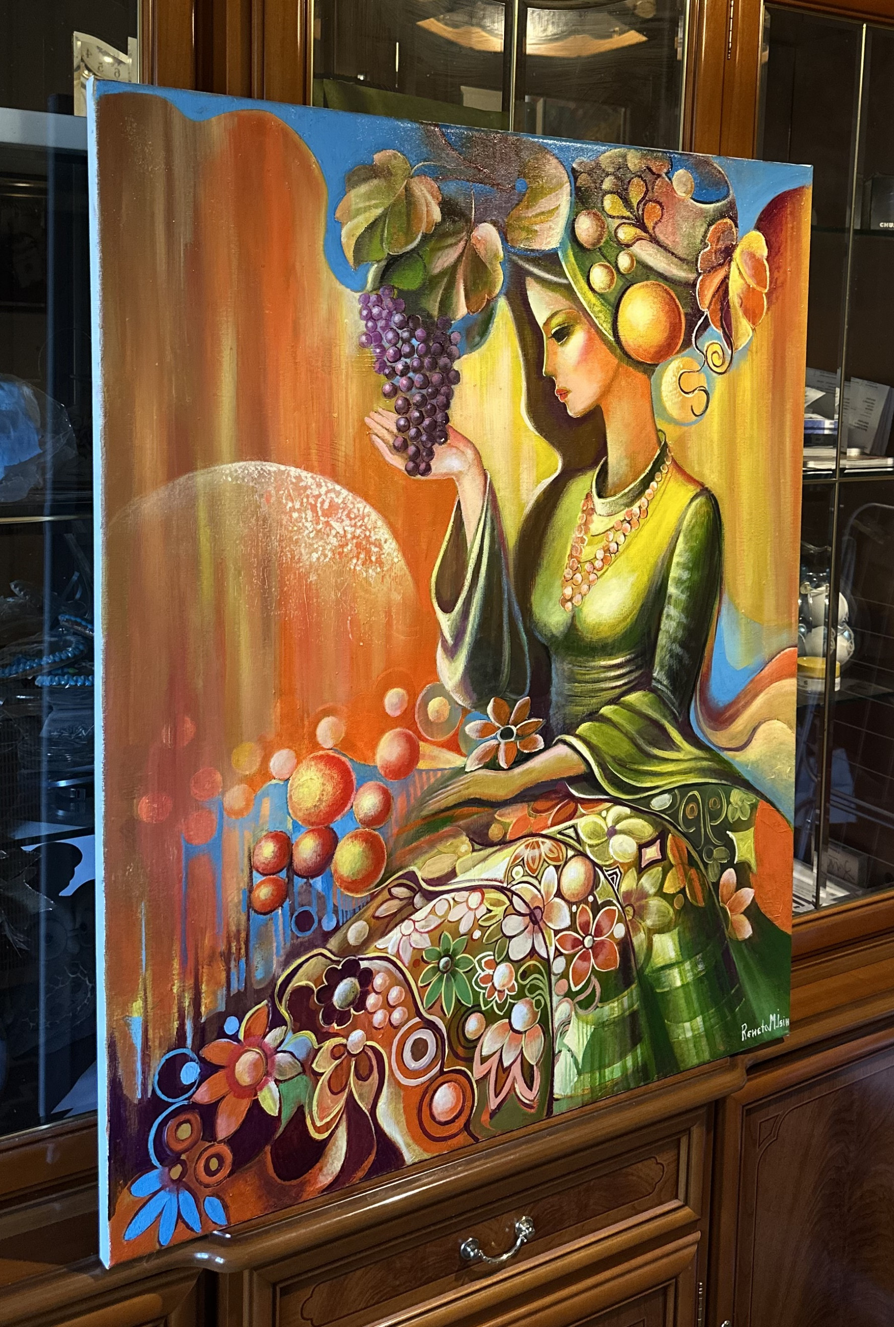 Renata Isin, Woman with grapes, painting - Artalistic online contemporary art buying and selling gallery