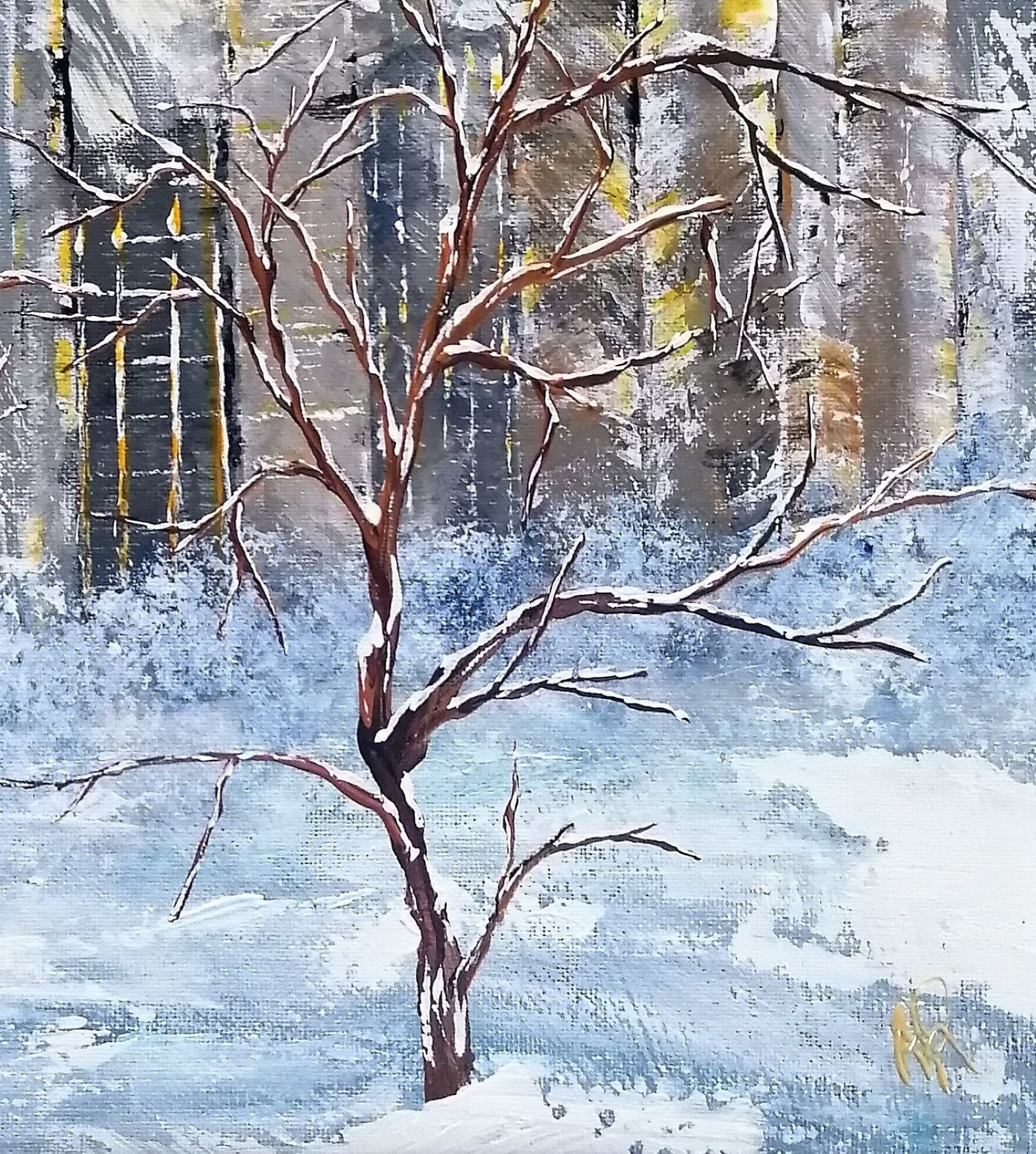 Anne Robin, arabesques sous la neige, peinture - Galerie de vente et d’achat d’art contemporain en ligne Artalistic