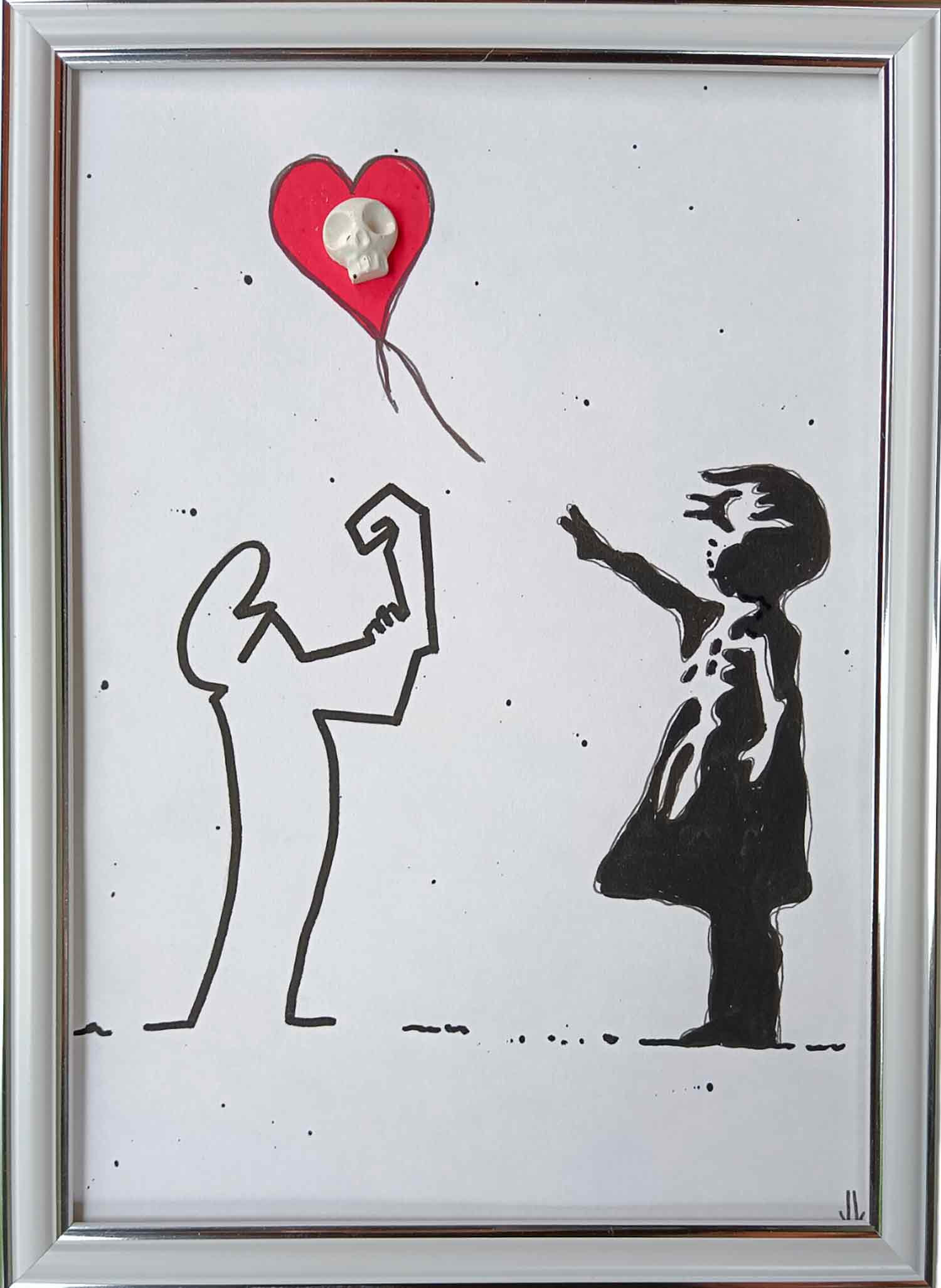 VL, Lineas and Banksy girl, dessin - Galerie de vente et d’achat d’art contemporain en ligne Artalistic