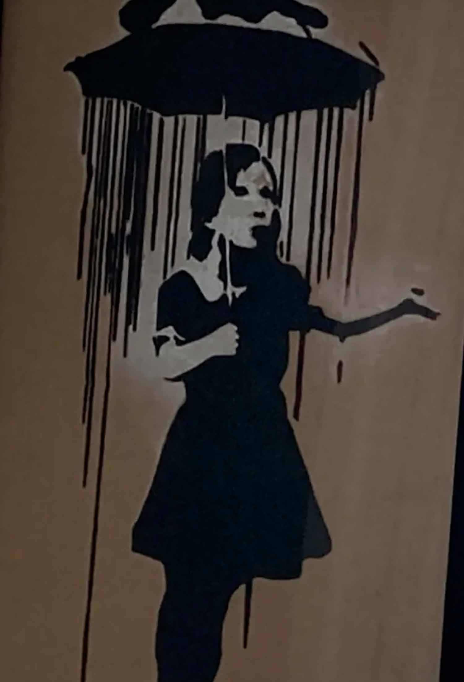 Banksy, La fille au parapluie, dessin - Galerie de vente et d’achat d’art contemporain en ligne Artalistic