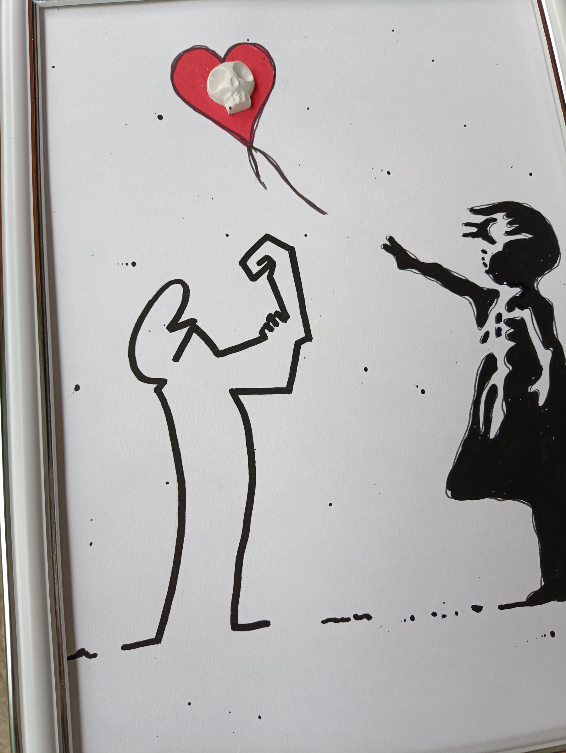 VL, Lineas and Banksy girl, dessin - Galerie de vente et d’achat d’art contemporain en ligne Artalistic