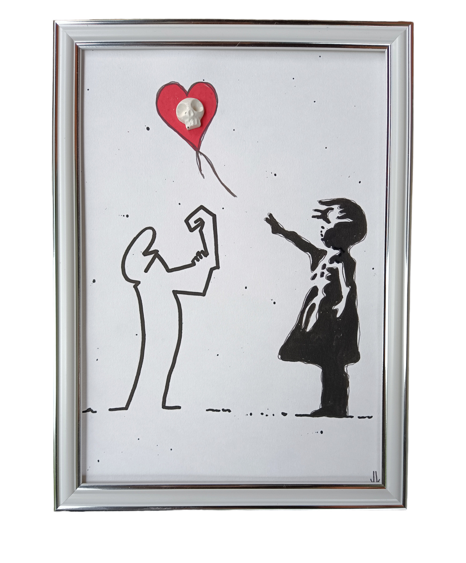 VL, Lineas and Banksy girl, dessin - Galerie de vente et d’achat d’art contemporain en ligne Artalistic