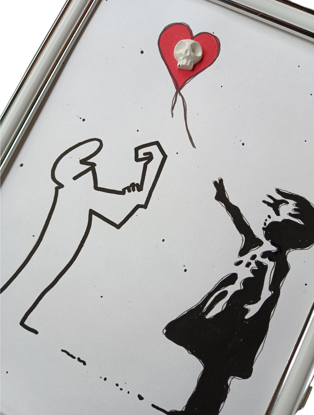 VL, Lineas and Banksy girl, dessin - Galerie de vente et d’achat d’art contemporain en ligne Artalistic