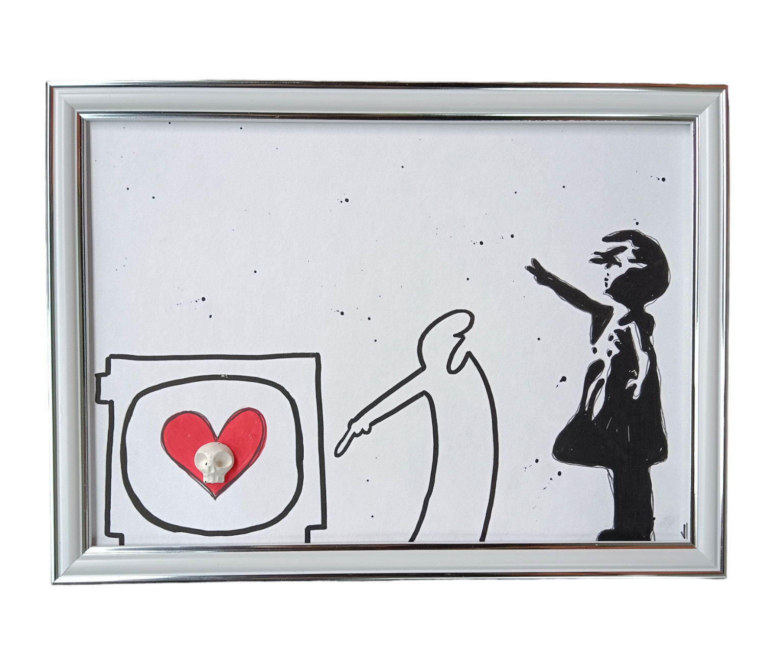 VL, Lineas and Banksy girl, dessin - Galerie de vente et d’achat d’art contemporain en ligne Artalistic