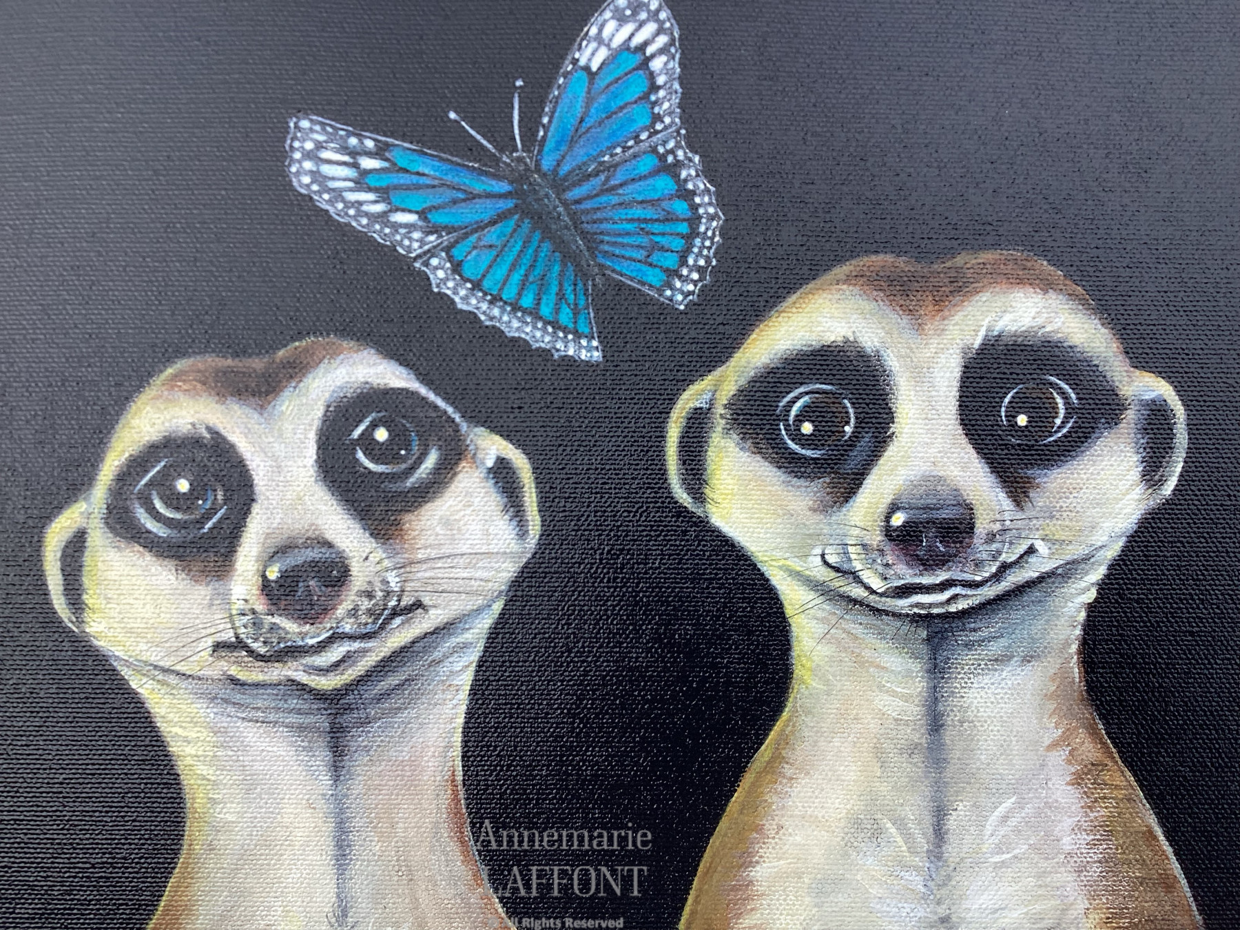Annemarie Laffont, Les suricates, peinture - Galerie de vente et d’achat d’art contemporain en ligne Artalistic