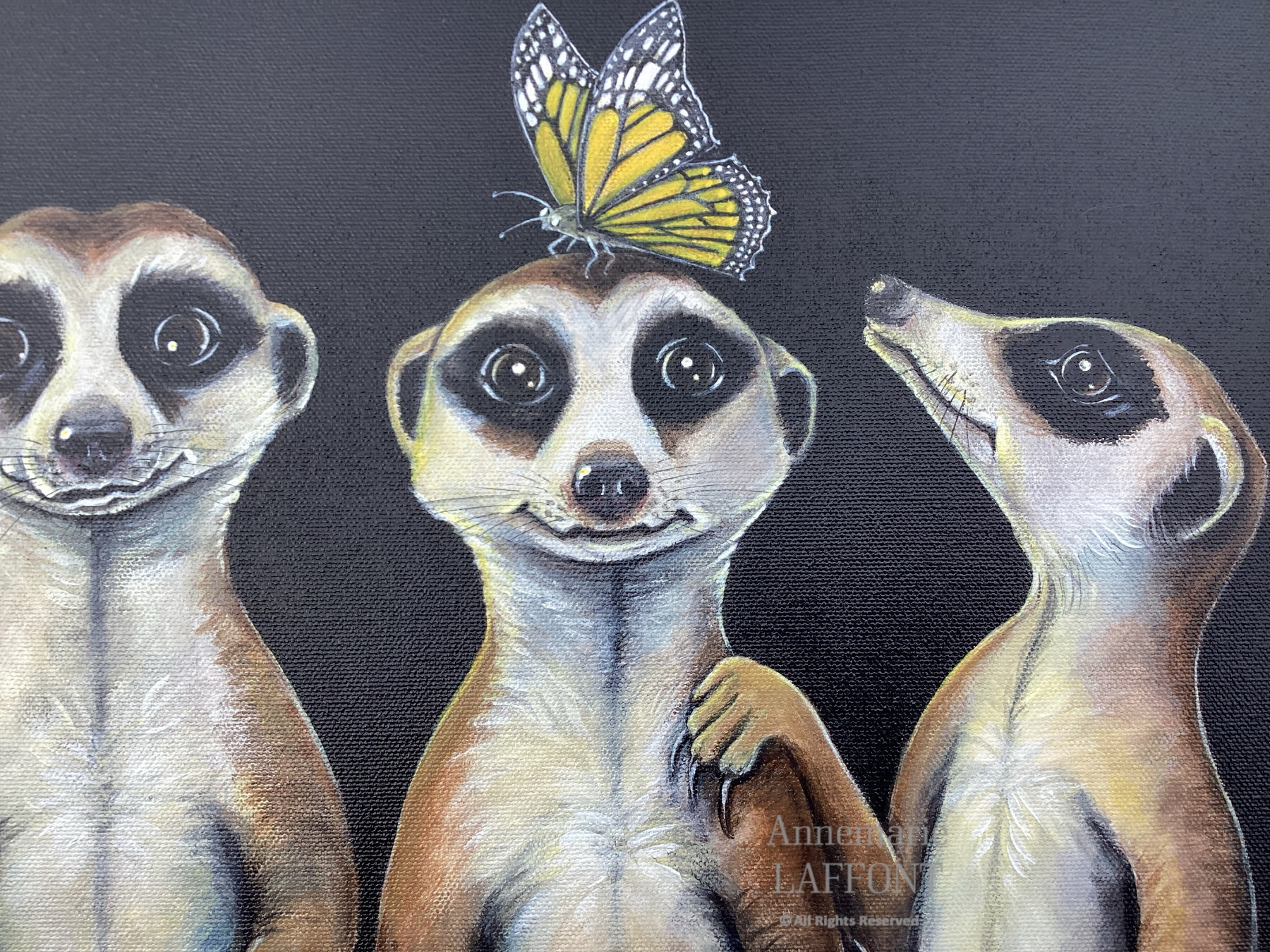Annemarie Laffont, Les suricates, peinture - Galerie de vente et d’achat d’art contemporain en ligne Artalistic