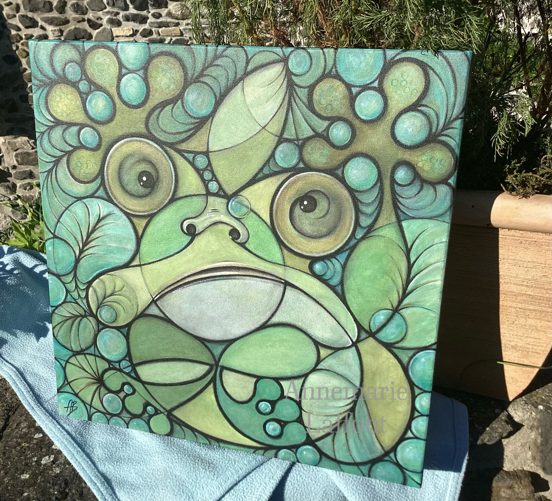 Annemarie Laffont, Carré de grenouille, peinture - Galerie de vente et d’achat d’art contemporain en ligne Artalistic