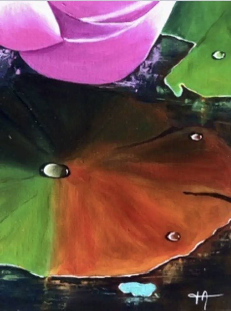 Françoise Augustine, Lis d'eau, peinture - Galerie de vente et d’achat d’art contemporain en ligne Artalistic