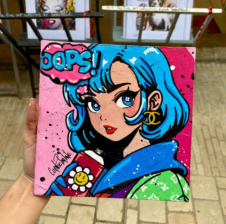 Pauline Cornée, Geek girl and cute flower, peinture - Galerie de vente et d’achat d’art contemporain en ligne Artalistic