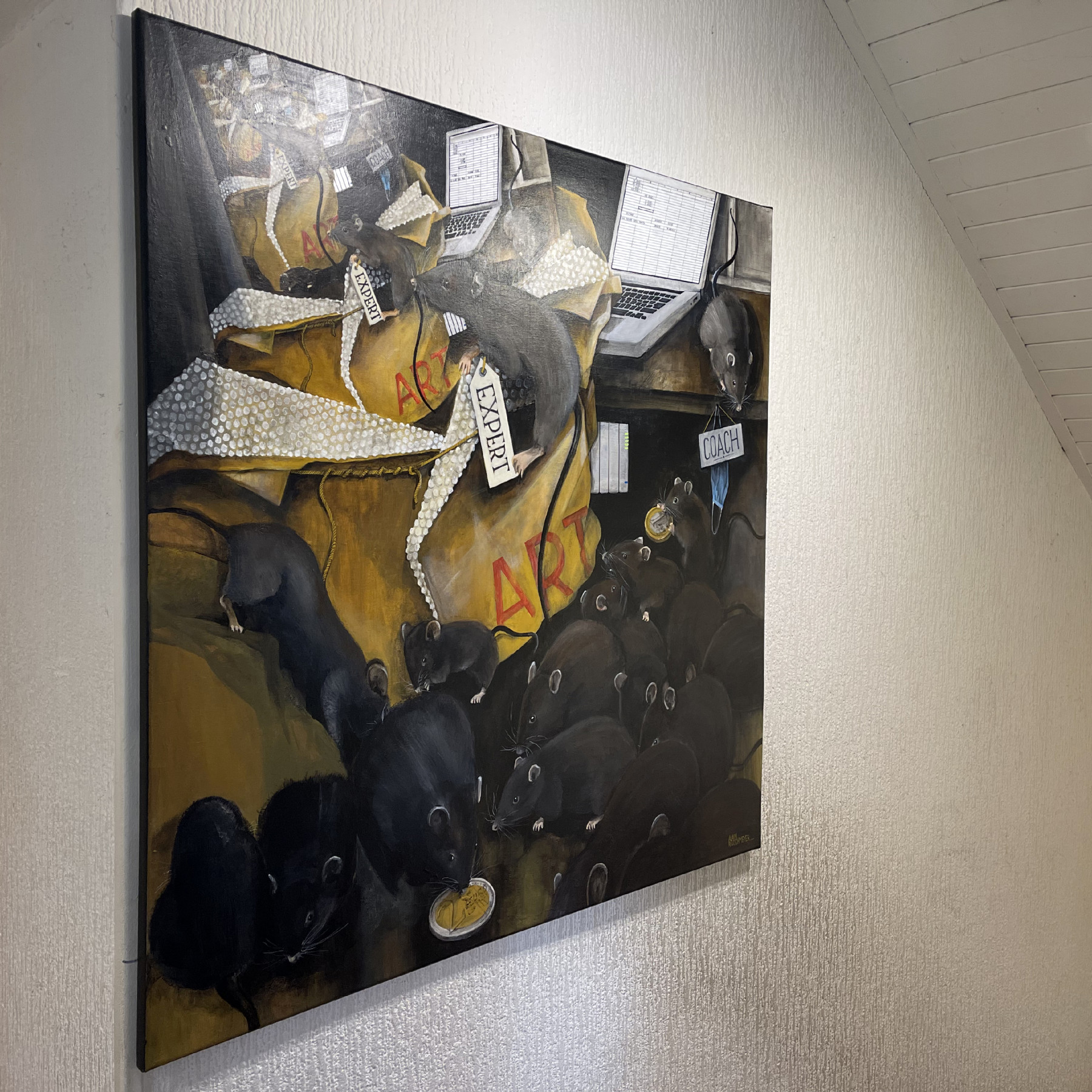 Alain Rouschmeyer, La cour des rats, peinture - Galerie de vente et d’achat d’art contemporain en ligne Artalistic