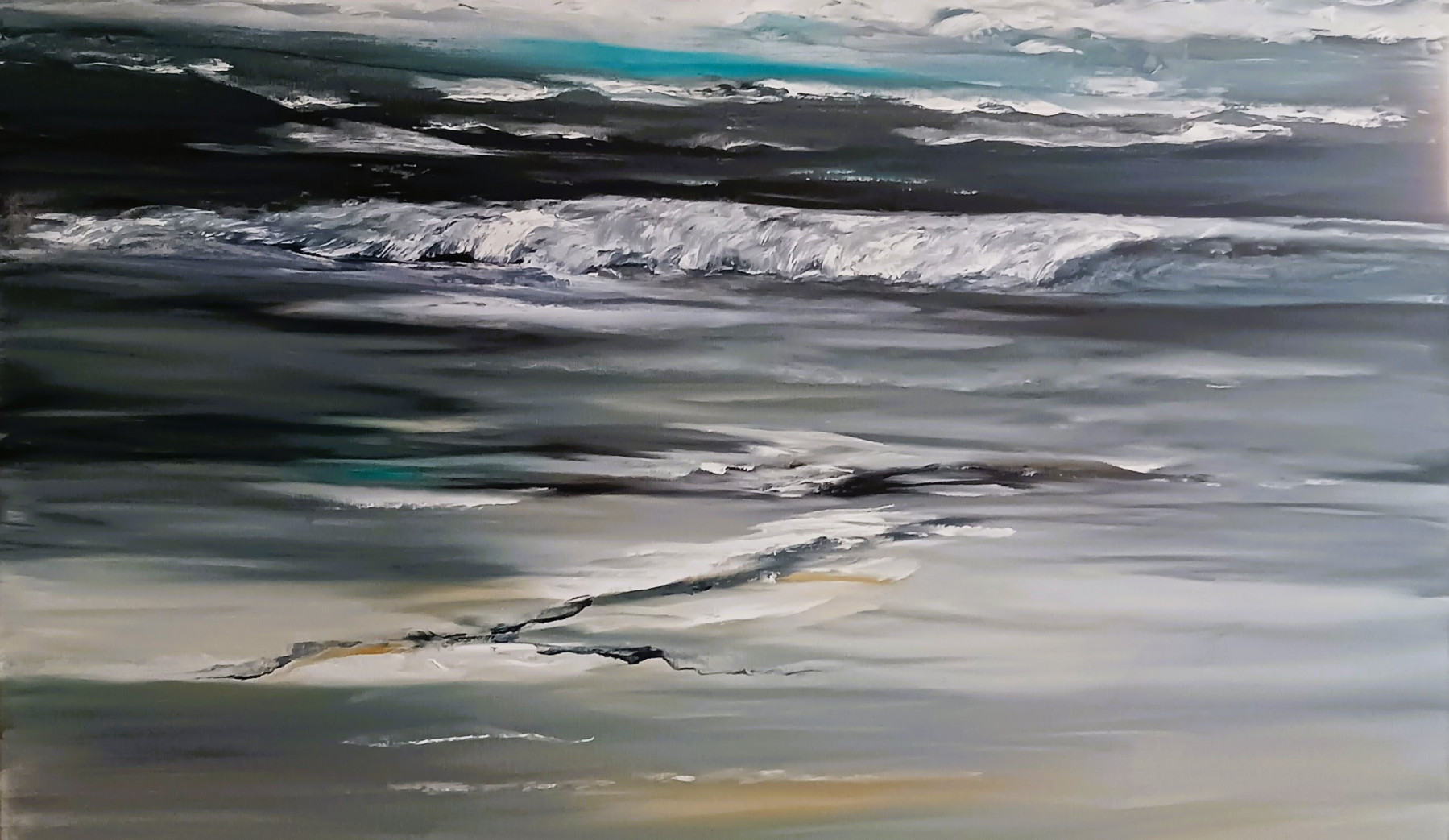 Lydie Massou, La nuit et l'océan, peinture - Galerie de vente et d’achat d’art contemporain en ligne Artalistic