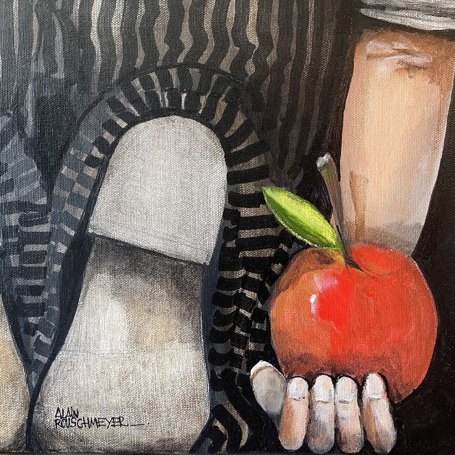 Alain Rouschmeyer, La pomme fugueuse, peinture - Galerie de vente et d’achat d’art contemporain en ligne Artalistic