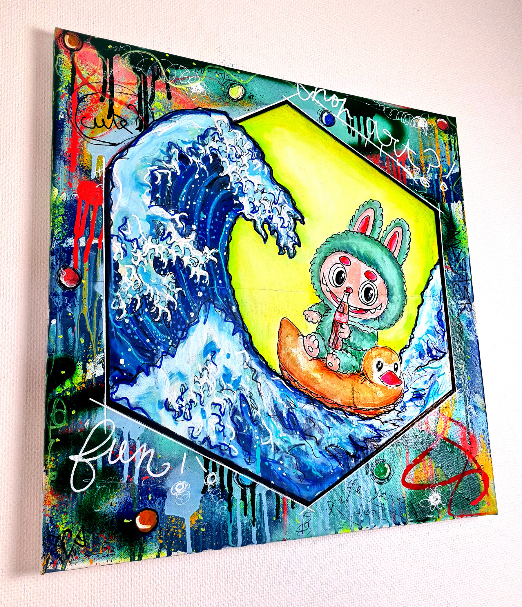 PVettese, Labubu X Kanagawa Coca, peinture - Galerie de vente et d’achat d’art contemporain en ligne Artalistic