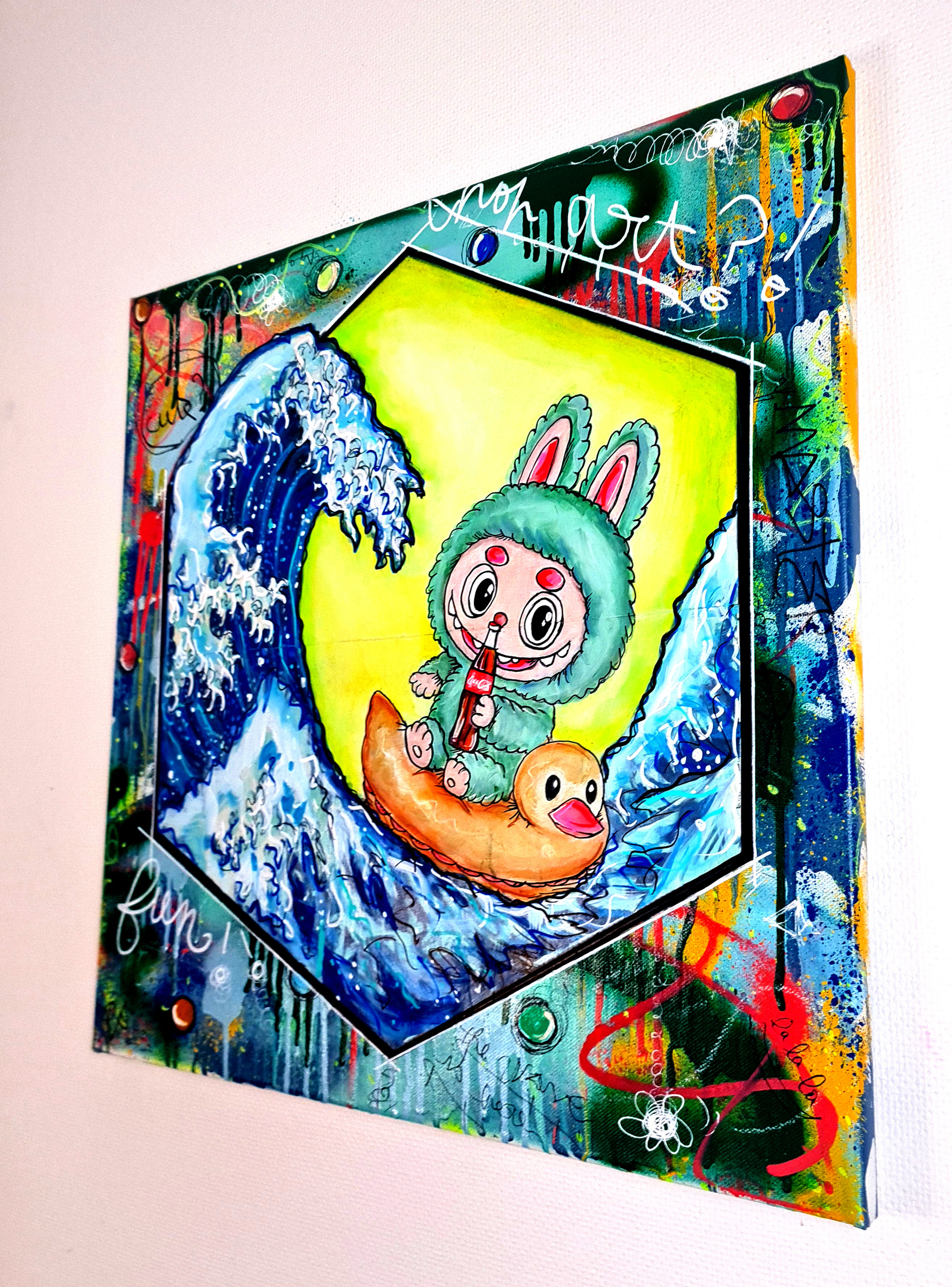 PVettese, Labubu X Kanagawa Coca, peinture - Galerie de vente et d’achat d’art contemporain en ligne Artalistic