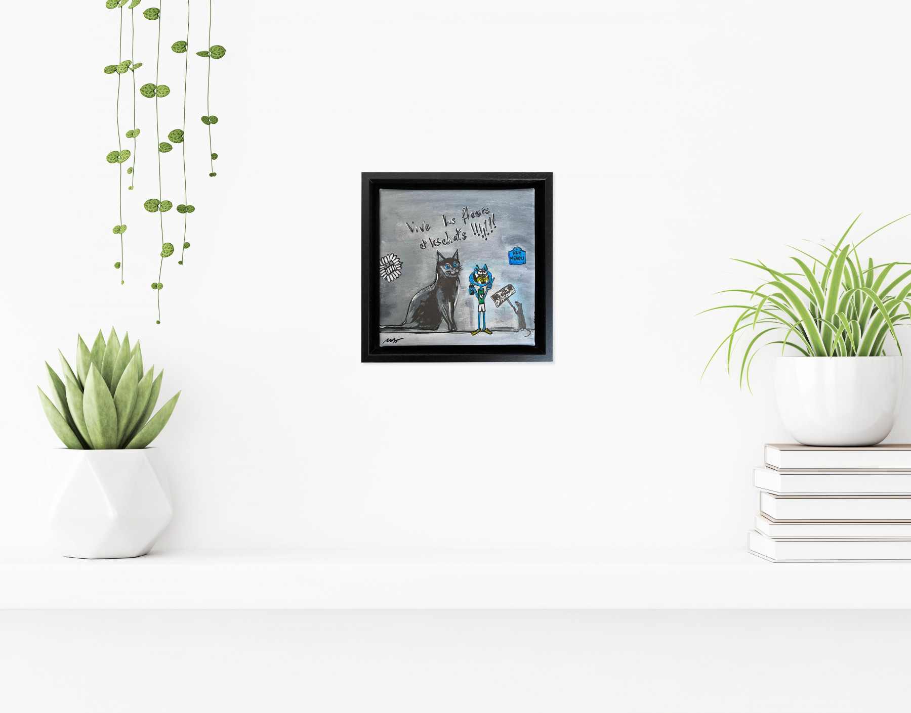 Seb Paul Michel, Vive les chats et les fleurs, peinture - Galerie de vente et d’achat d’art contemporain en ligne Artalistic