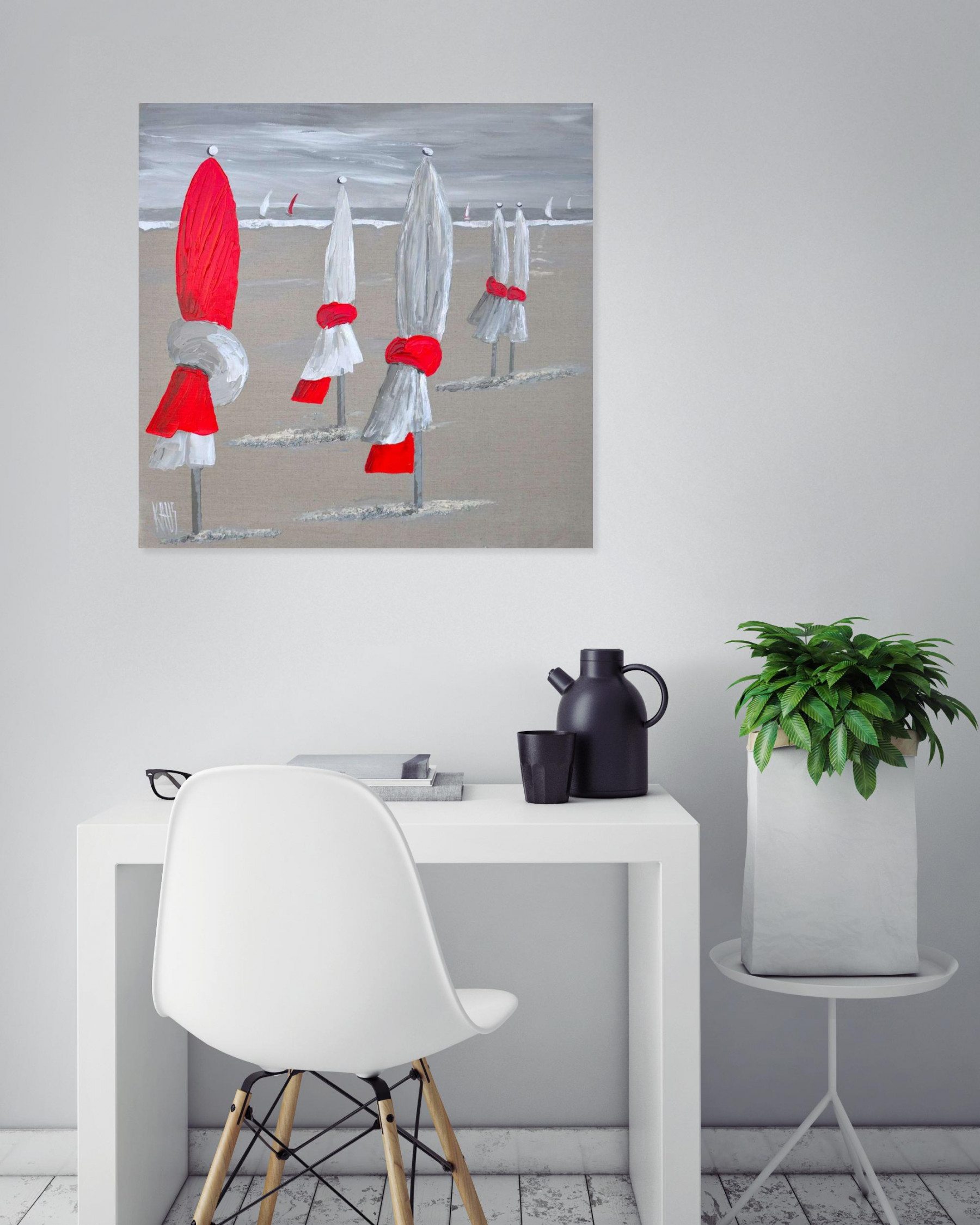 Michèle Kaus, Sur le sable, peinture - Galerie de vente et d’achat d’art contemporain en ligne Artalistic