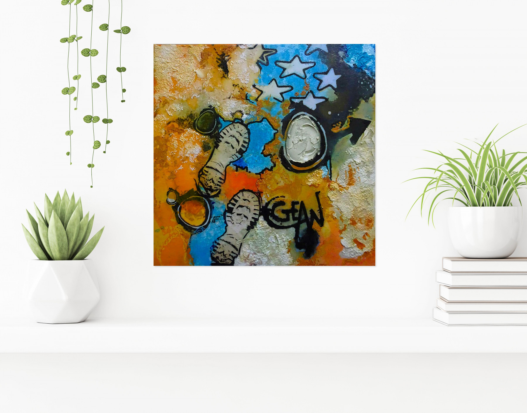 Claude Géan, J'ai marché sur la lune, peinture - Galerie de vente et d’achat d’art contemporain en ligne Artalistic