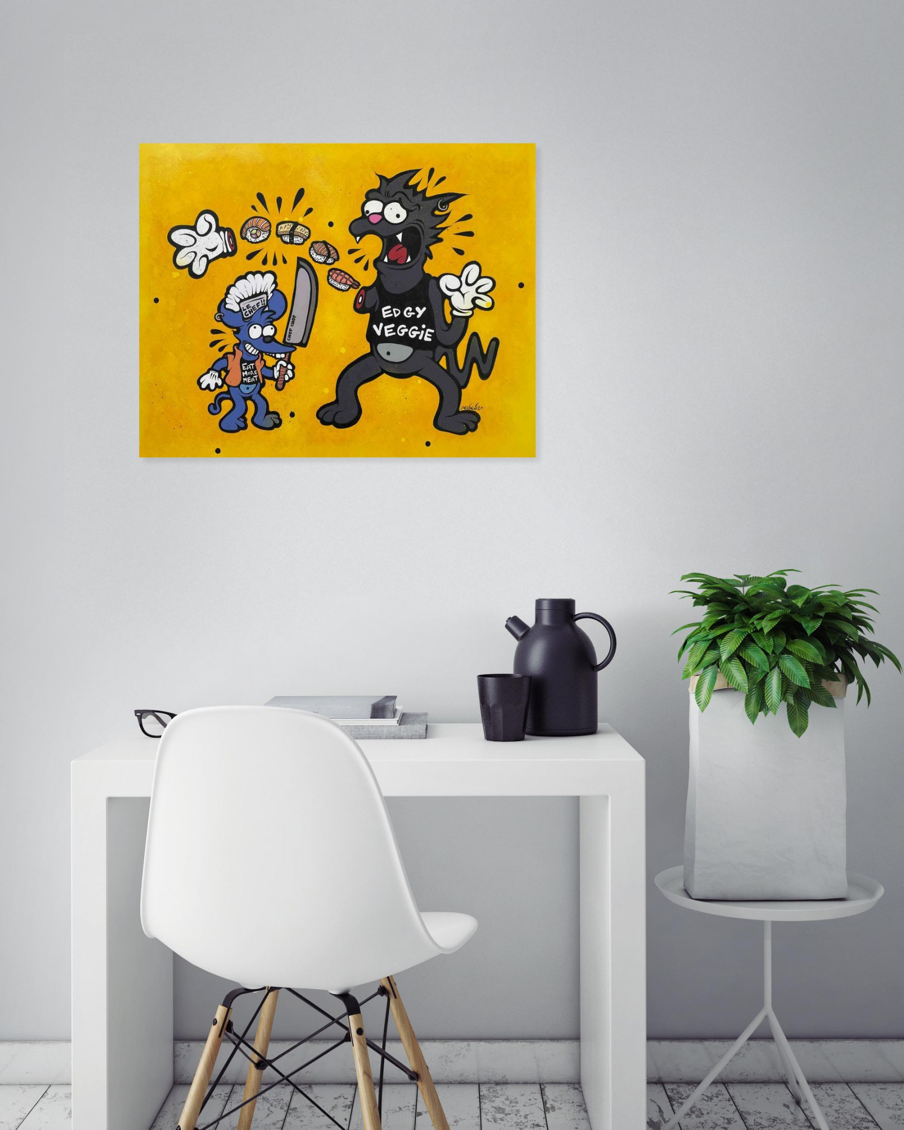Ewen Gur, Itamae Itchy (yellow), peinture - Galerie de vente et d’achat d’art contemporain en ligne Artalistic