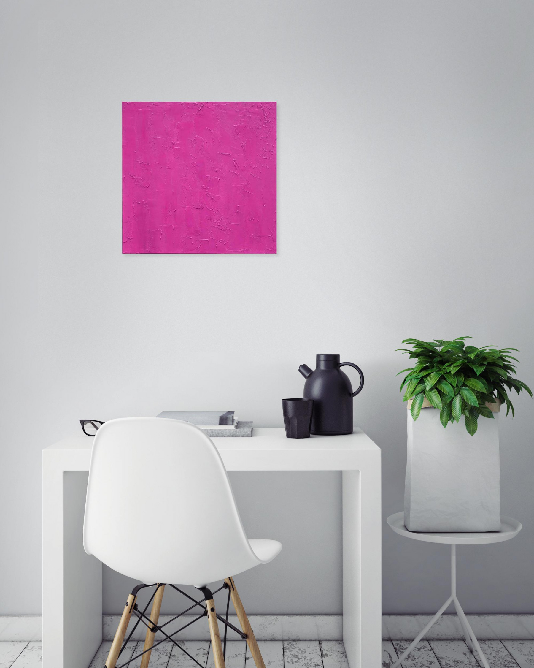 Bridg', monochrome en rose, peinture - Galerie de vente et d’achat d’art contemporain en ligne Artalistic