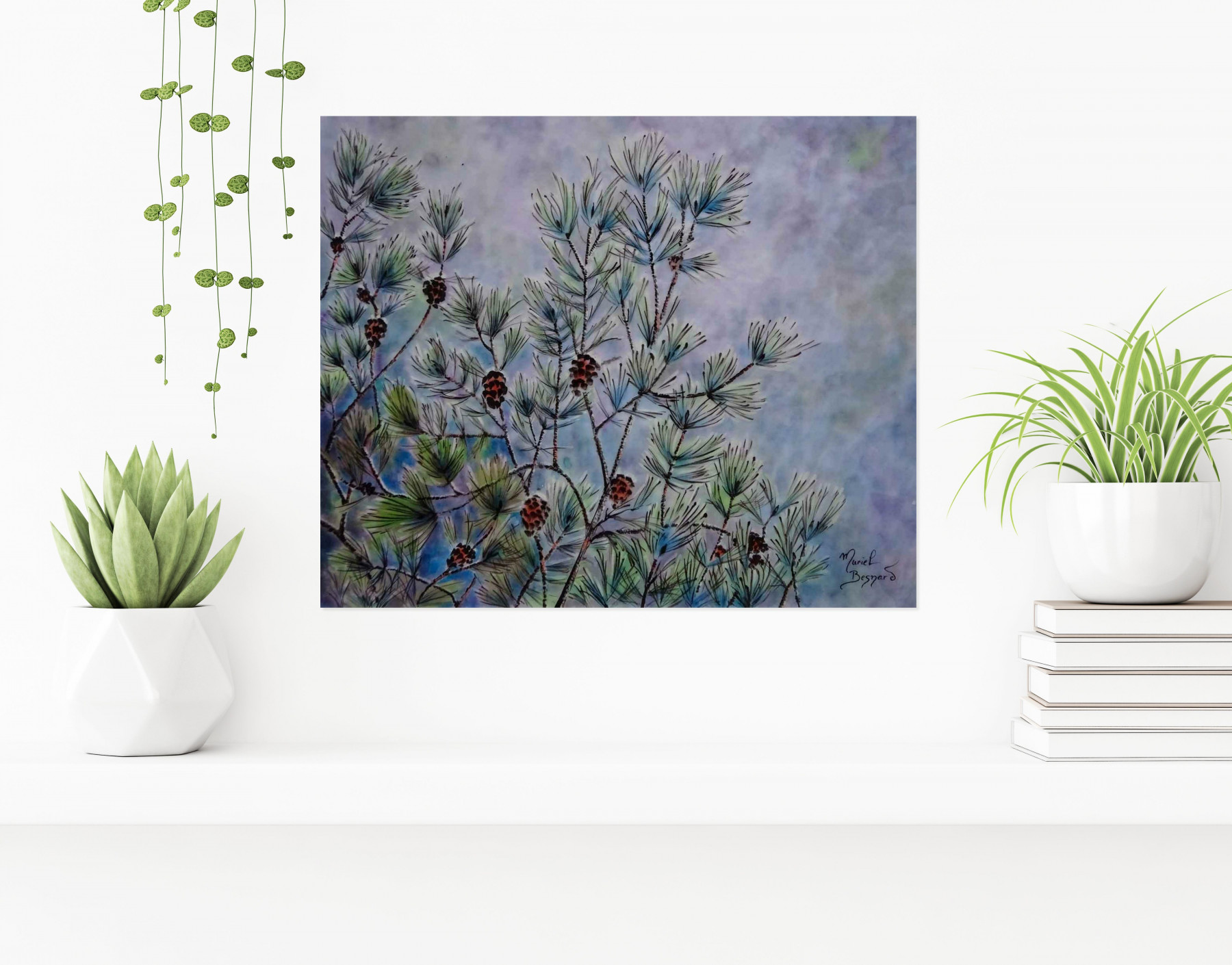 Muriel Besnard, la branche de pin, peinture - Galerie de vente et d’achat d’art contemporain en ligne Artalistic