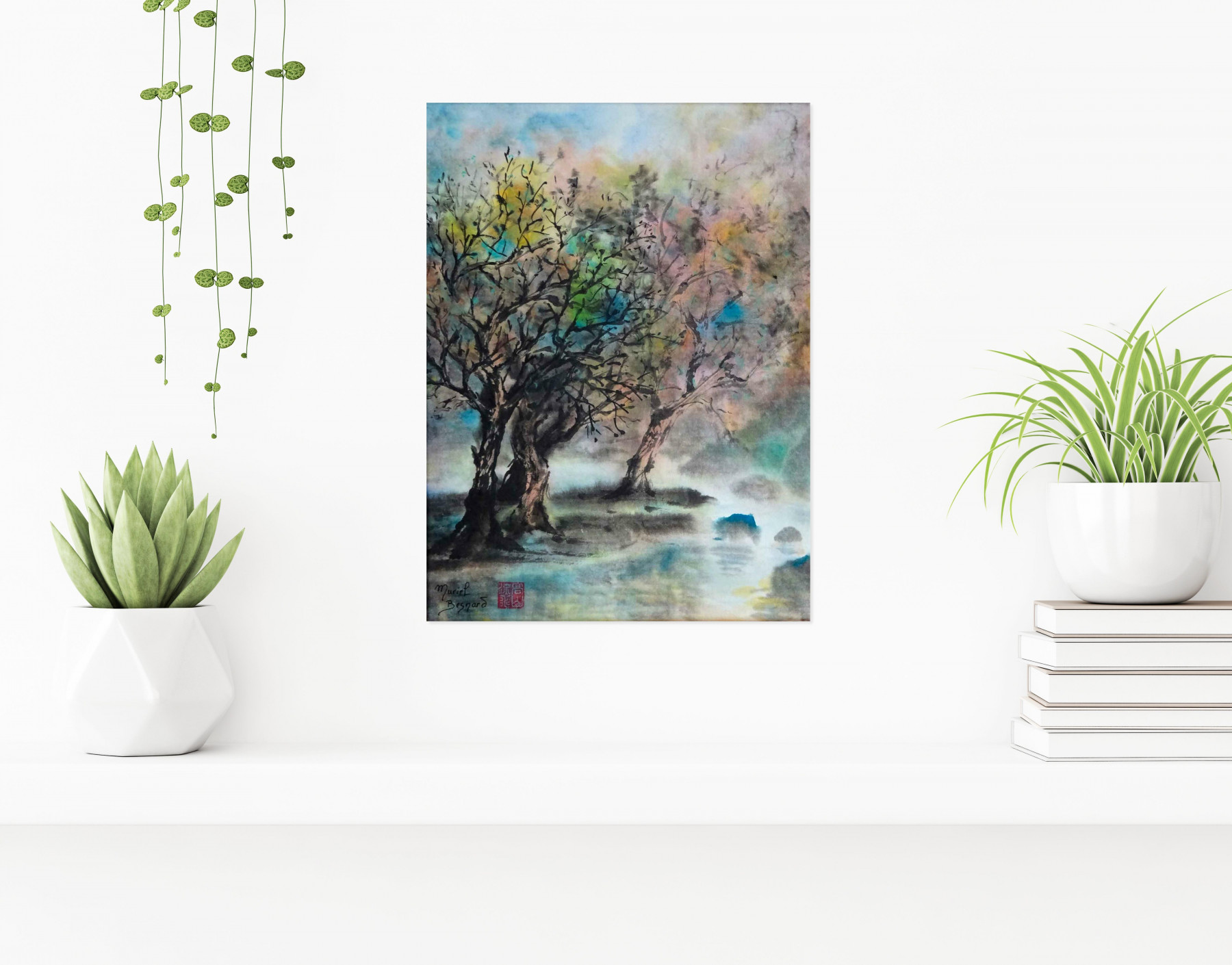 Muriel Besnard, Rives dans la brume, peinture - Galerie de vente et d’achat d’art contemporain en ligne Artalistic