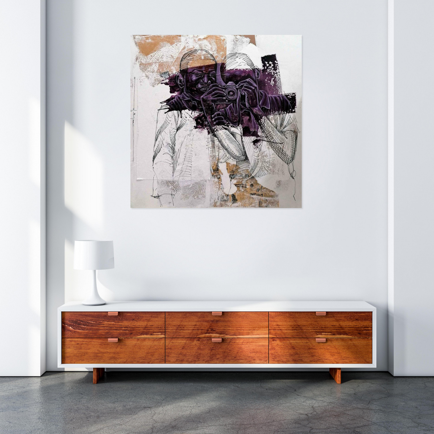 Marcelin Yao, L'objectif, peinture - Galerie de vente et d’achat d’art contemporain en ligne Artalistic