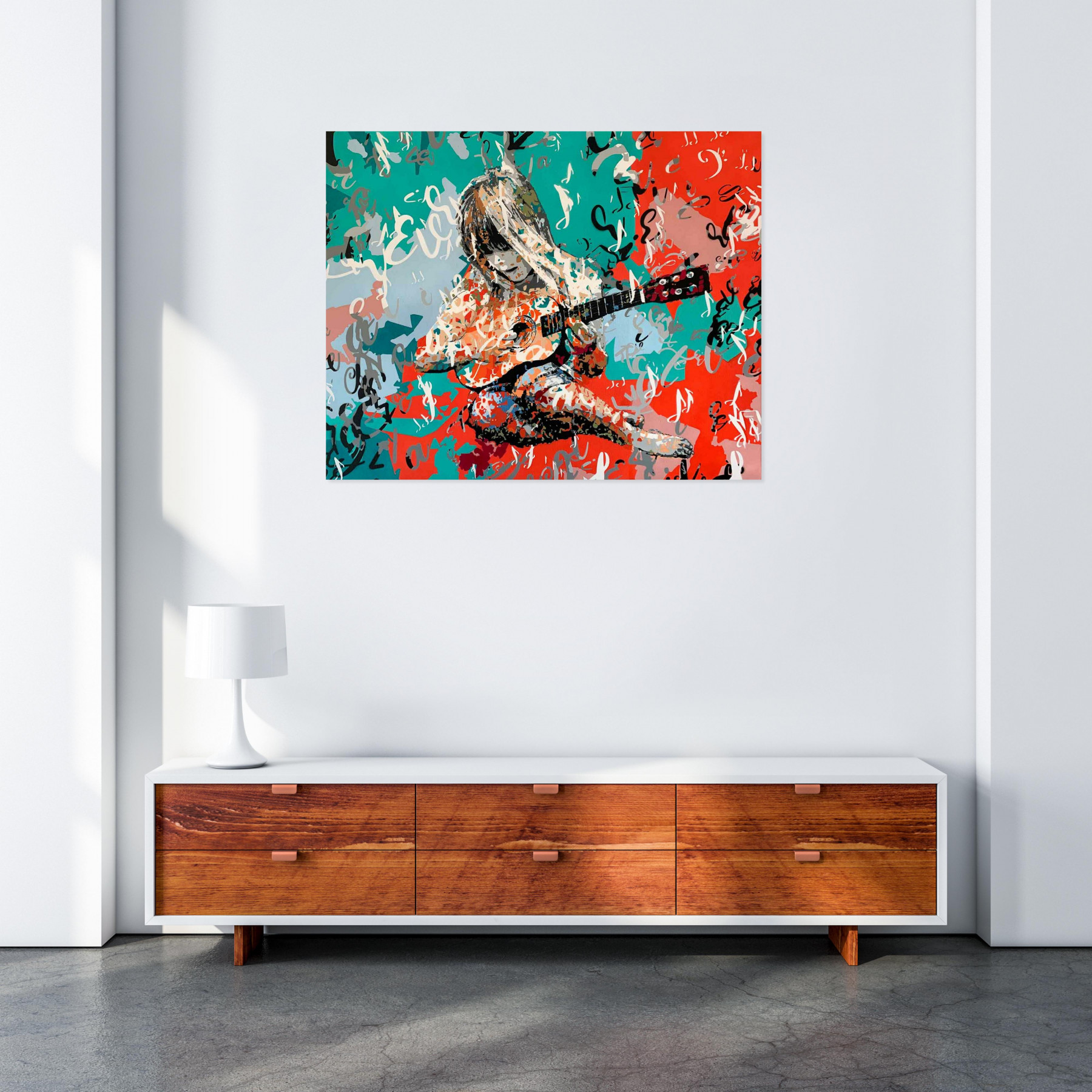 Lucie Lith, La guitariste, peinture - Galerie de vente et d’achat d’art contemporain en ligne Artalistic