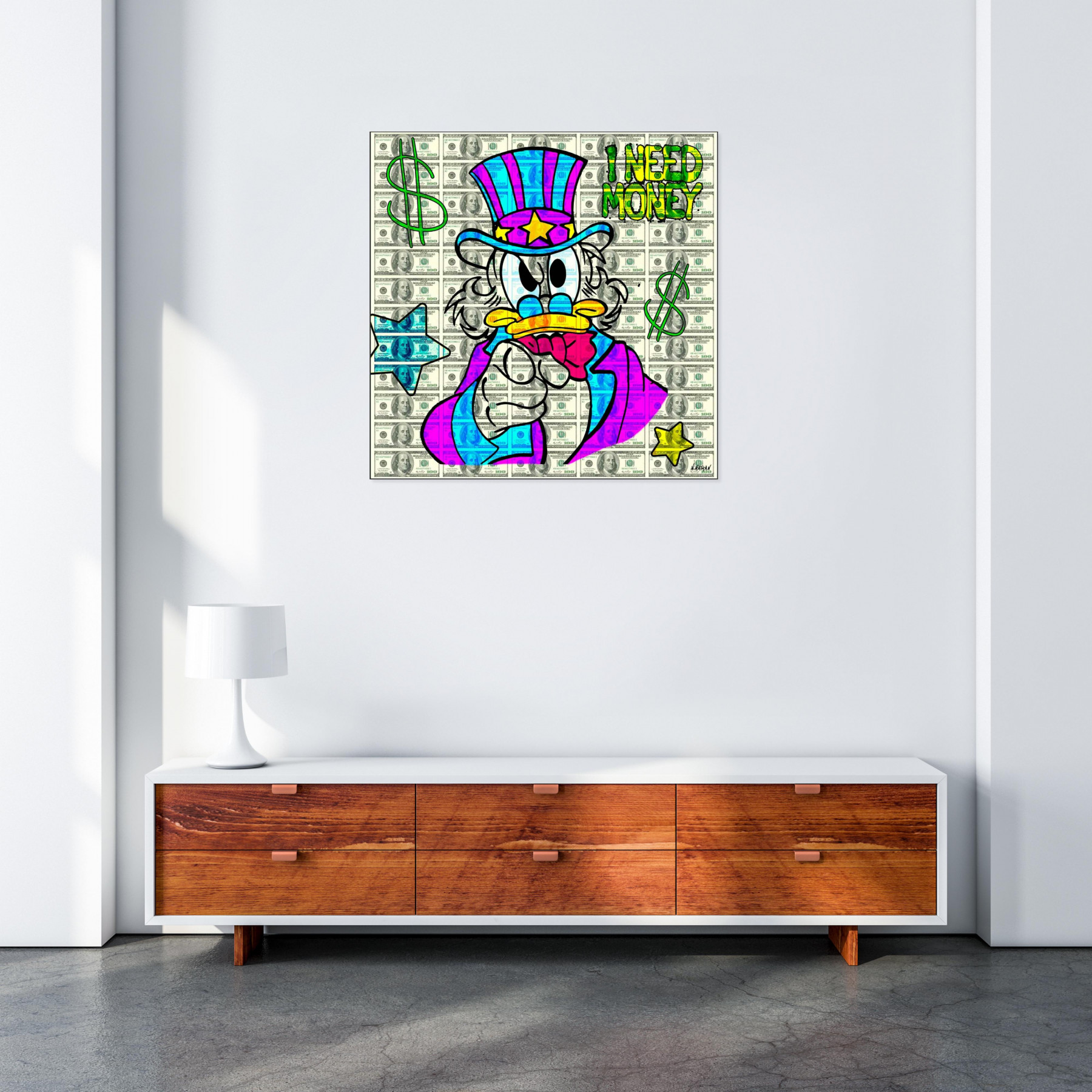 N.Nathan, I need money, peinture - Galerie de vente et d’achat d’art contemporain en ligne Artalistic